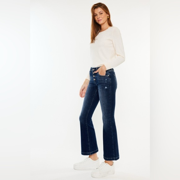 Kancan Mid Rise Button Fly Flare Jeans - Picture 4 of 8